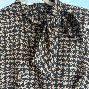 Calvin Klein Tie-Neck Houndstooth Printed Sheath Dress